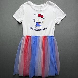 Hello Kitty Girls Tutu Dress Cotton Tulle XXL Red White Blue Sanrio Kawaii